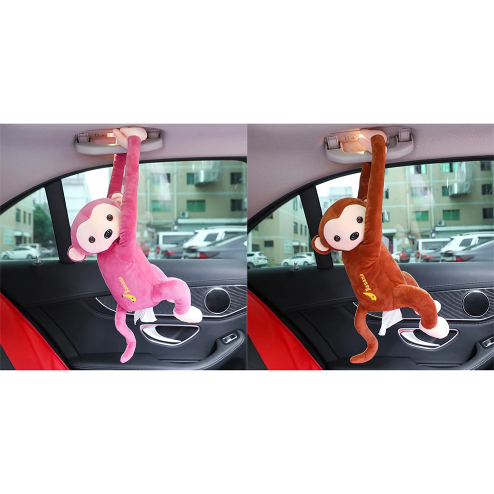 Cartoon Monkey Paper Napkin Tissue Box For Car Home Paper Holder Organizer Car Decoration