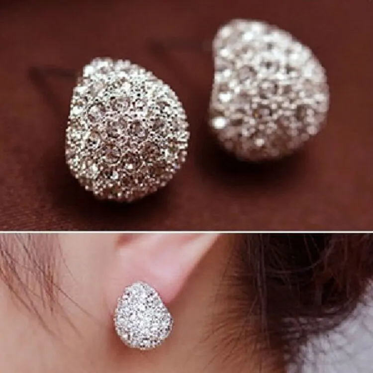 2020 Charming Jewelry Accessories Crystal Rhinestones Alloy 1 Pair Woman Ear Stud Color Trend Color