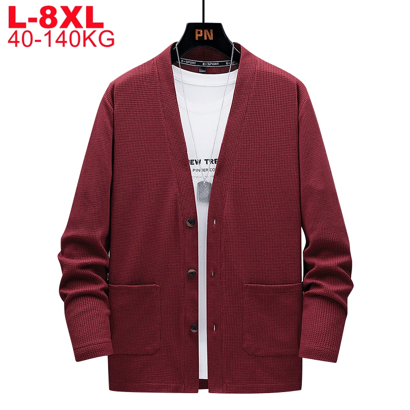 

Big 6xl 7xl 8xl 140kg Men Cotton Cardigan Jacket Men's Casual Loose Oversized Coat Button Up Spring Autumn Plus-sized Cardigan