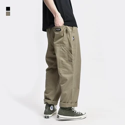 Safari Style! Multi-pocket Cargo Trousers Men Loose Straight Casual Baggy Pants Mens Work Canvas Pants