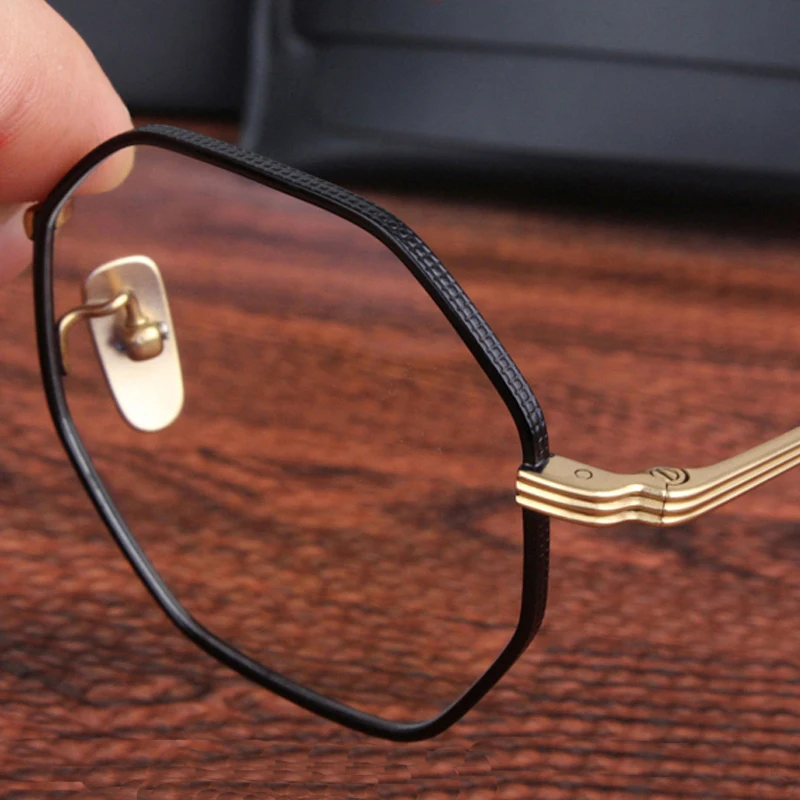 Cubojue Titanium Glasses Frames Men Women Hexagon Eyeglasses Janpanese