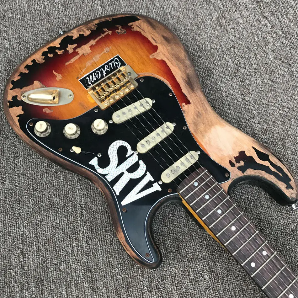 Заводская винтажная электрическая гитара Sunburst Relic, ручная работа SRV aged relic st электрогитара с ольховым корпусом