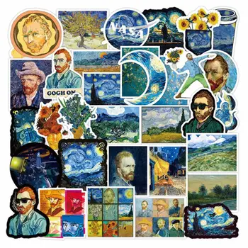 

Cute Van Gogh Oil Painting Journal Decorative Washi Stickers Scrapbooking Stick Label Diary Stationery Album Stickers