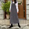 Celmia Winter Women Corduroy Dress 2022 Autumn Loose Sleeveless Apron Dress Fashion Sexy Spaghetti Strap Pockets Party Midi Robe ► Photo 1/6