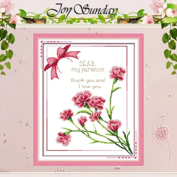 

Handmade 11CT Printed 14CT carnation Flower Patterns Counted Cross Stitch Unfinished Cross Stitch Set Embroidery Kits Needlework