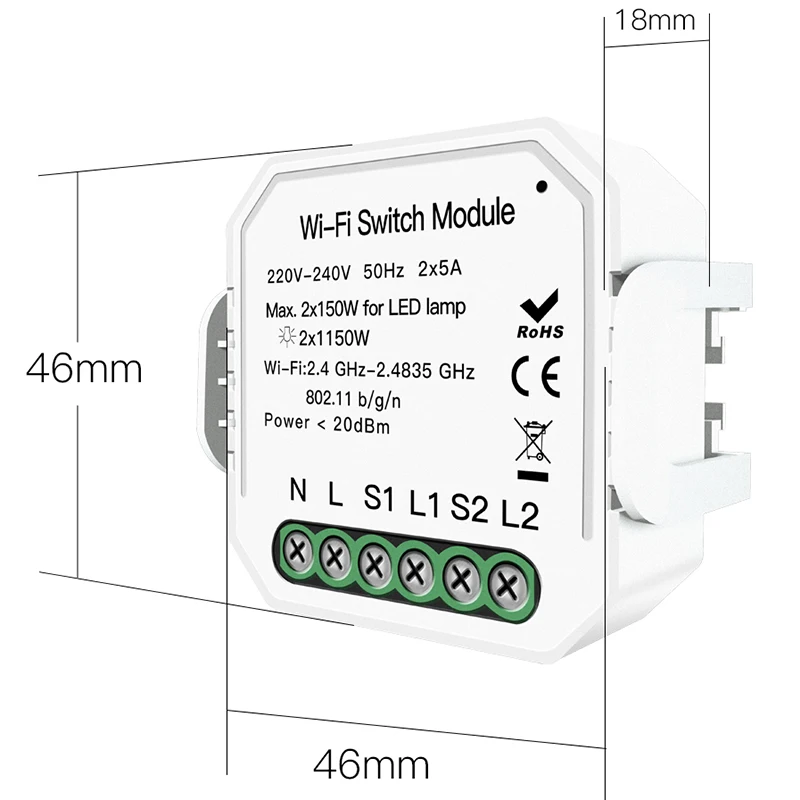 ELEG-2 способ Wifi умный светильник переключатель Diy выключатель модуль Smart Life/приложение Tuya дистанционное управление, работа с Alexa Echo Google Home