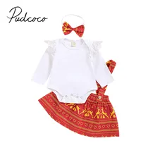 Г., весенне-осенняя одежда для малышей Рождественская Одежда для маленьких девочек топы с длинными рукавами+ комбинезон, свитерок и юбка повязка на голову, комплект из 3 предметов