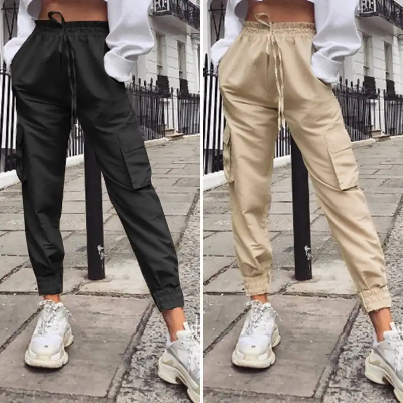 ZANZEA Women's Pants Female Long Pantalones 2020 Fashion Lady Solid High Wiast Trousers Casual Pockets Cargo Pants Streetwear ZANZEA Women's Pants Female Long Pantalones 2020 Fashion Lady Solid High Wiast Trousers Casual Pockets Cargo Pants Streetwear