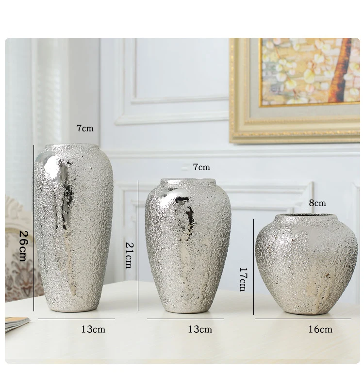 E Modern light luxury home TV cabinet wine cabinet decoration ceramic vase flower insert creative art gold plating display stand - Цвет: E