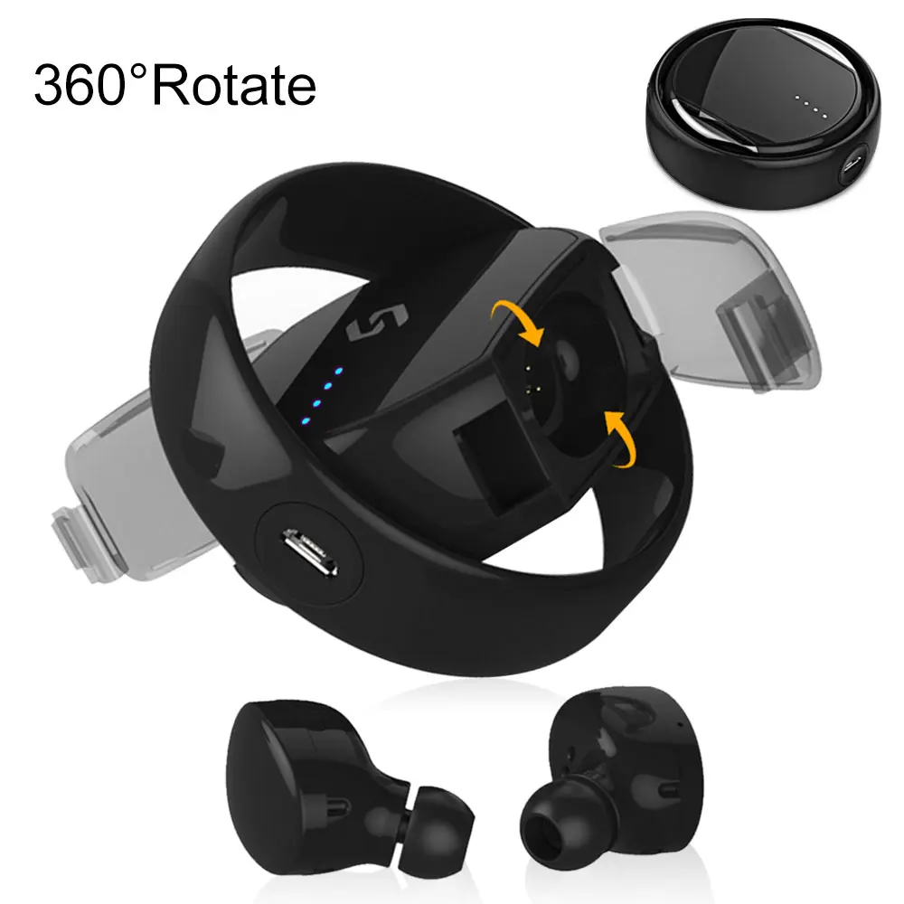 

360 Degrees Rotating wireless headsets Bluetooth 5.0 bluetooth headsets True Wireless Stereo Earbuds with Mic for Phones