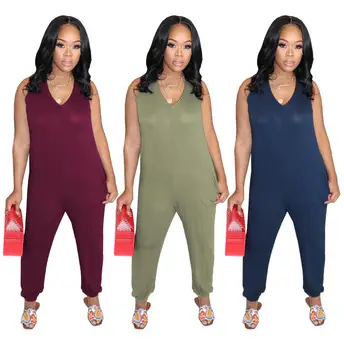 

Women New Strap Jumpsuit Solid Color Sleeveless Fashion Casual Summer Ladies Jumpsuits High Street Sexy Romper