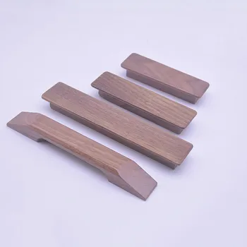 

4pcs/lot solid wood handle retro black walnut color cabinet wardrobe drawer door wooden handle hardware accessories