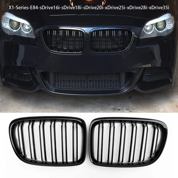 

Glossy Black Front Bumper Dual Slat Front Kidney Grill Grille For-BMW X1 Series E84 SDrive