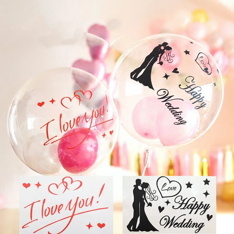 

20 Inch PVC Balloon Sticker for Bubble Clear Helium Balloon Birthday Party Decoration Wedding Valentine's Day Baby Shower Party
