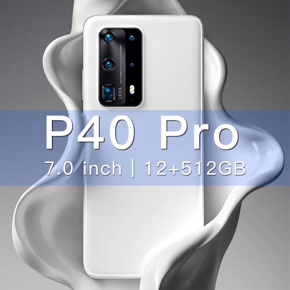 2021 Global Version Smartphones P40Pro Cellphones 7.0 Inches 12GB 512GB 4800MAH Android 10.0 4G 5G GPS Wifi Face Unlock Phone
