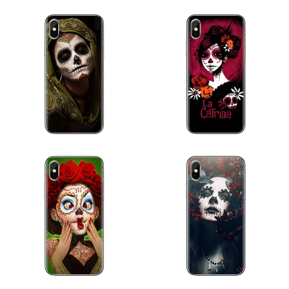 Мягкие чехлы для iPod Touch Apple iPhone 11 Pro 4 4s 5 5S SE 5C 6 6S 7 8 X XR XS Plus Max catrina beautiful rose girl Skull |