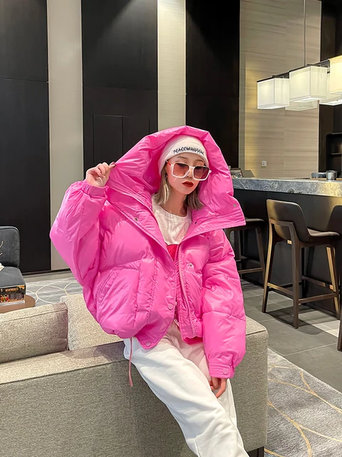 Street Jacket Short Candy Color All-match Bread Coat Women Shiny Warm Big Hooded Cotton Padded Parkas Fashion Winter Jacket Lady Cheap Product Recommendation