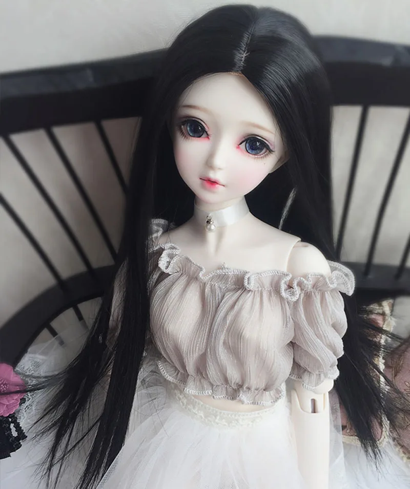 1/3 1/4 1/6 Bjd SD парик куклы высокая температура провод черный длинный прямой BJD для