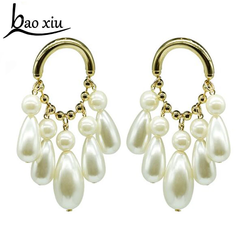 Женские Модные Винтажные жемчужные висячие серьги в стиле барокко полые