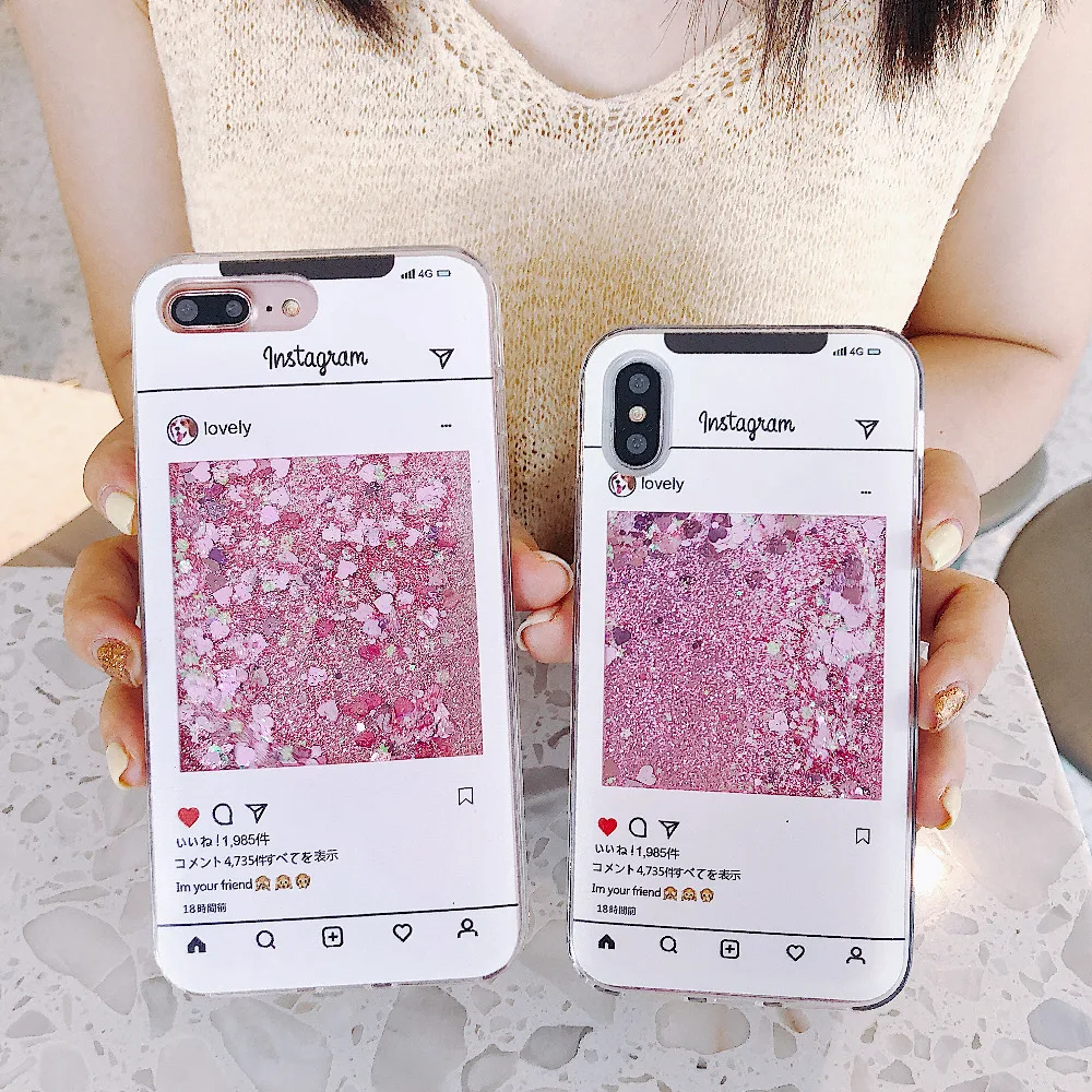 Чехол для iPhone X XS XSMAX Liquid heart Quicksand розовый чехол для iPhone 6 6S 7 8 Plus 11 Pro ProMax Quick sand TUP Чехлы Coque