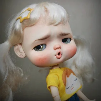

ICY 19 joint blyth doll with makeup face white skin with hair Girl gift Tonic meat doodle Beak expression makeup doll Fat toot