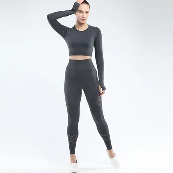 

Women Yoga Set Gym Clothes Fitness High Waist Workout Leggings Sport Pants and Crop Top Shirts Sport Suit Set Active Wear Sets