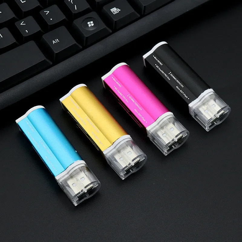 

4 in 1 Portable Lighter Shape USB2.0 Micro SD Card Reader For Laptop Pc Mini Multi-function TF/M2/MS/SD/ Card Adapter