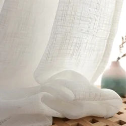 BILEEHOM Japan Style Solid Tulle Sheer Curtains For Living Room Curtain White Yarn Thicken Cotton And Linen Simple Tulle Curtain