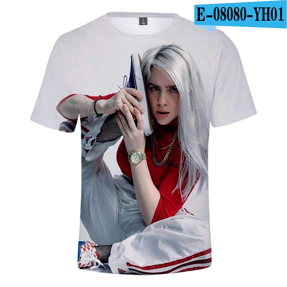 Billie Eilish популярная 3DT рубашка Женская Мужская модная Осенняя и летняя футболка с коротким рукавом Мужская и женская фиолетовая Повседневная рубашка - Цвет: 3D