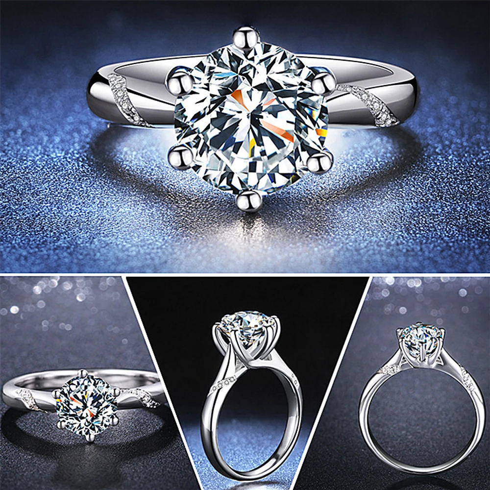 30% посеребренное 2Ct CZ шесть когтей открытое изменяемое Обручальное Кольцо женское роскошное медное ювелирное изделие оптовая продажа Прямая поставка