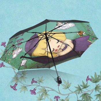 

Folding Automatic Umbrella Princess Creative Paraguas Proteccion Solar Sunscreen Sun Paraguas Plegable Rain Umbrellas QZH125
