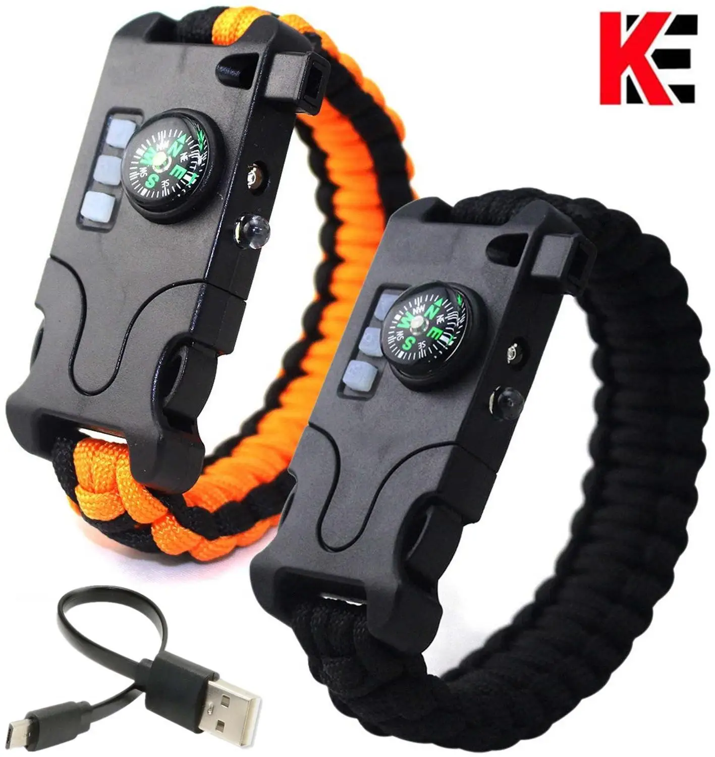 Emergency Survival Kit Wristband Bracelet Cord With SOS LED Light