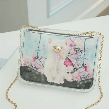 

New Women Bag 2PCS Jelly Bag Tote Casual Messenger Crossbody Bag Female PVC Transparent Shoulder Bag Lovely Street Chain Bag