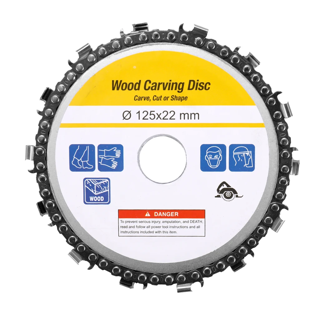 

5 Inch 14 Teeth Grinder Chain Disc 22mm Arbor Woodworking Carving Disc for 125mm Angle Grinder and Circular Saw