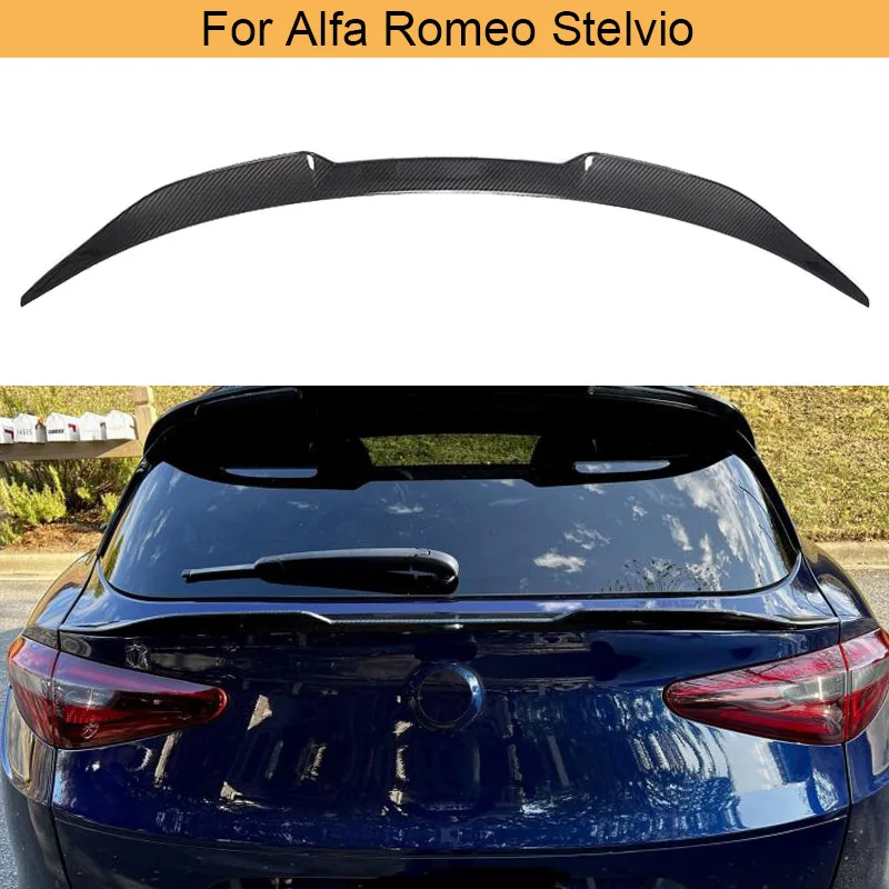 

Задний спойлер для багажника автомобиля, среднее крыло для Alfa Romeo Stelvio 2017-2021, задний спойлер для багажника из углеродного волокна
