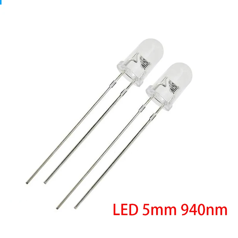 20PCS/Lot 5mm Infrared LED Diode 940nm Light Emitting Lamp 5 mm (Transparent Water Clear Lens Through Hole 940 nm) New | Электронные