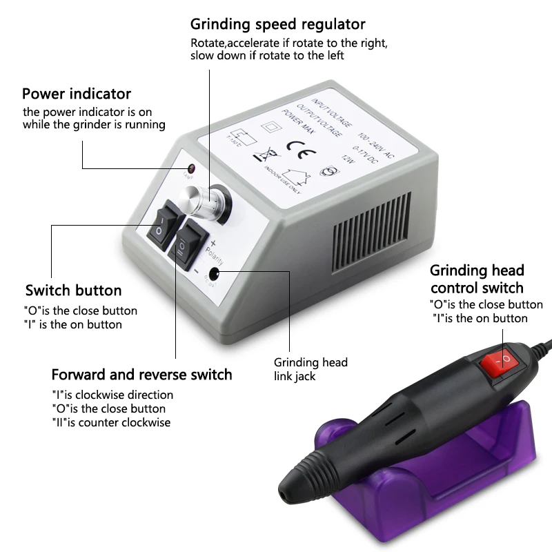 100-240V Electric Manicure Machine Milling Cutters Manicure Apparatus Set Nail Drill bits Pedicure Tools& EU plug Free shipping