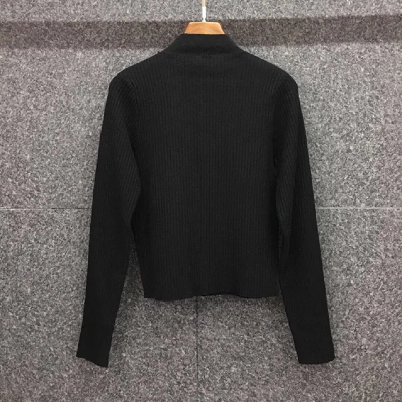 2020 Autumn Winter Hot Sale Sweaters High Quality Tops Women Crystal Beading Deco Hollow Out Sexy Casual White Black Jumpers