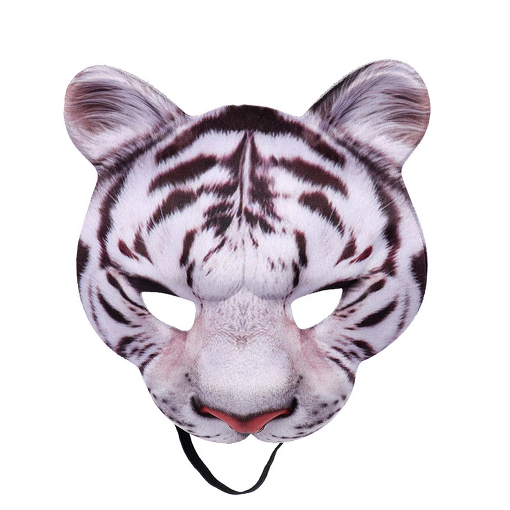 

Half Face 3D Tiger Masquerade Horror Cosplay Realistic Animal Accessories Props Halloween Mask Decoration Holiday EVA Party