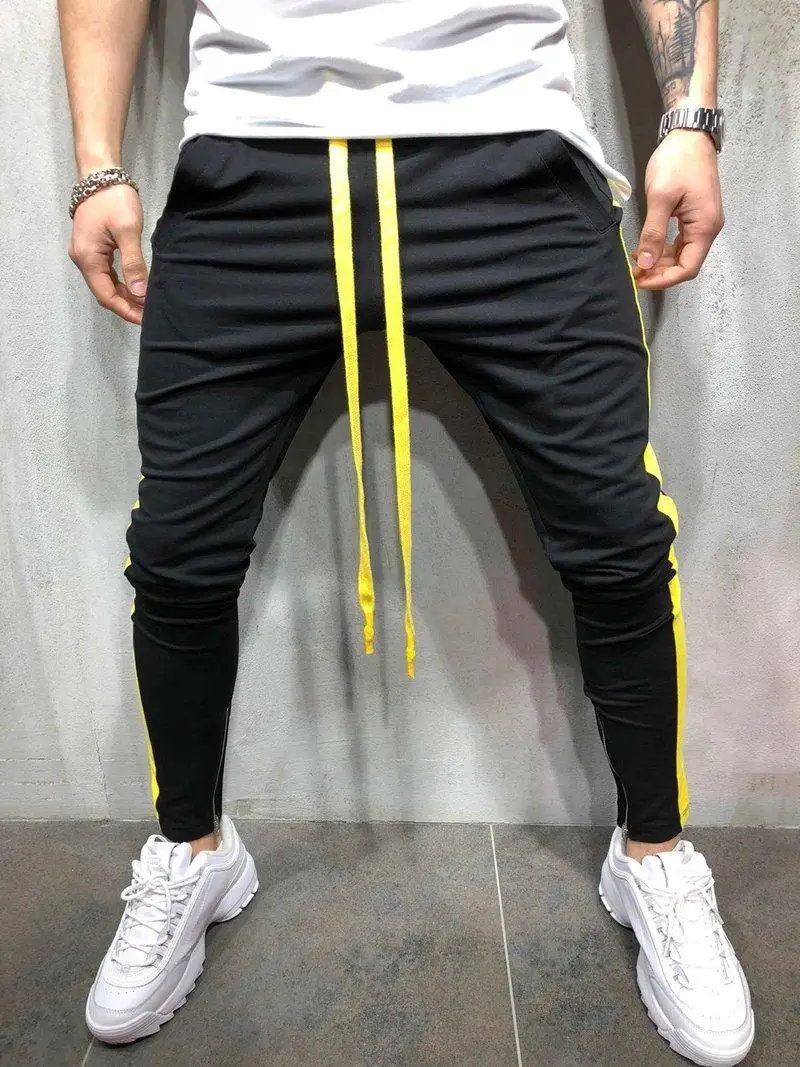 

M-3XL Big Size Men's Fitness Sports Pants Casual Zipper Foot Mouth Motion Pants Male Streetwear Trousers Mens Clothing