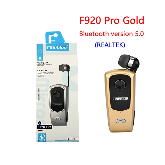 Fineblue F920 Pro Mini Wireless Earphone Retractable Portable Bluetooth Headset Calls Remind Vibration Sport Run Gamer Headphone Original box Gold