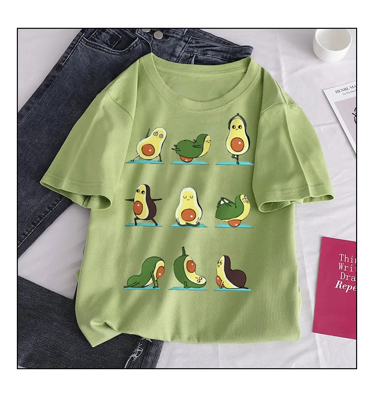 New Avocado Shirt Vegan T Shirt Women Harajuku Kawaii Short Sleeve T-shirt Vogue 90s Korean Style Tshirt Fashion Top Tees Female