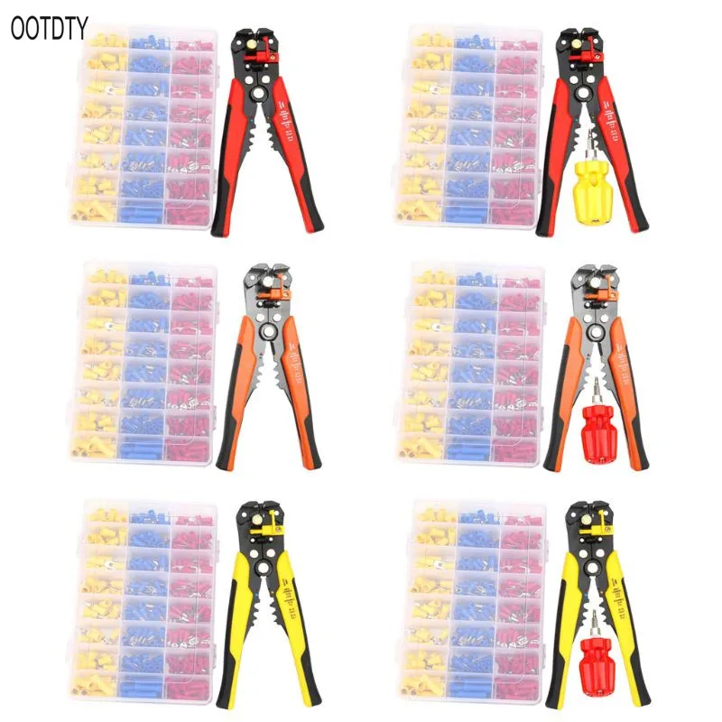 

OOTDTY Crimper Cable Cutter Wire Stripper Crimping Pliers Screwdriver with 400pcs Terminal Multifunctional