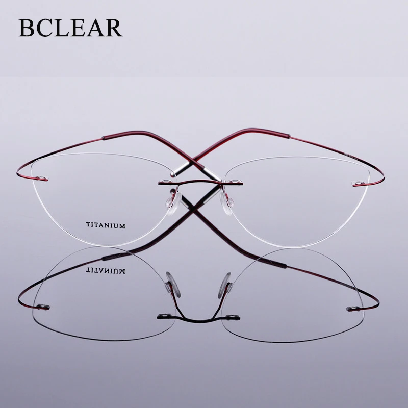 

BCLEAR Beta-Ti Designer Brand Style Flexible Memory Metal Rimless Eyeglasses Frame for oculos de grau Glasses Optical Frame