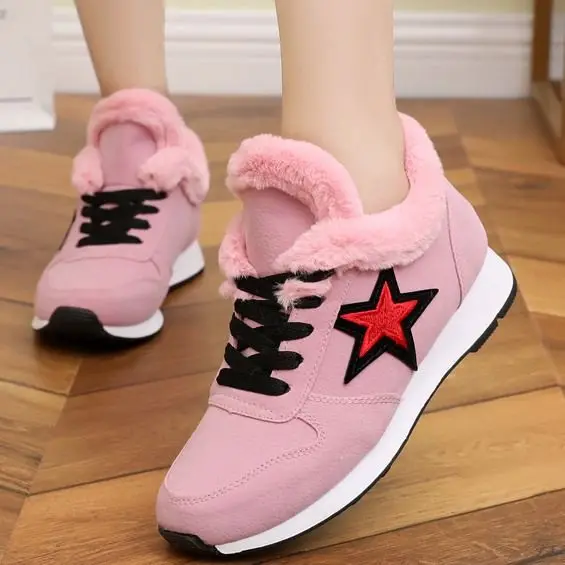 

Autumn & Winter New Style plus Velvet Warm Casual Sports Cotton-padded Shoes Big Kid Flat Primary School STUDENT'S GIRL'S Low To
