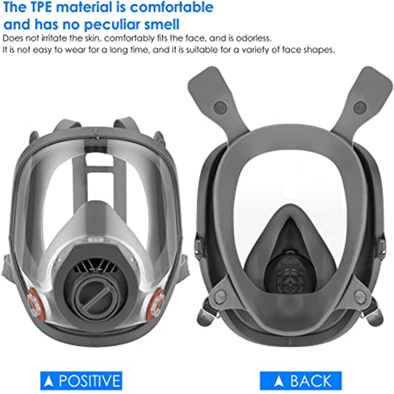 Gas Mask Gas Respirator Face Respirator Half Face Respirator Mask Dustproof Respirator Respirator Filter Gas Mask Filter Gas Mask Acid/Organic/Ammonia 6800 Full Face Mask Respirator Paint Chemical Pesticide Laboratory Anti-dust Multifunction Filters