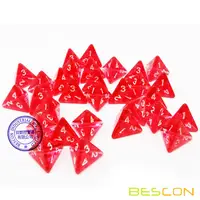 Bescon Mini Transparent Red D4 Dice 30pcs Healing Potion Bottle, 30pcs Roleplaying Mini Red Gem D4 Dice Healing Potion Pack 2