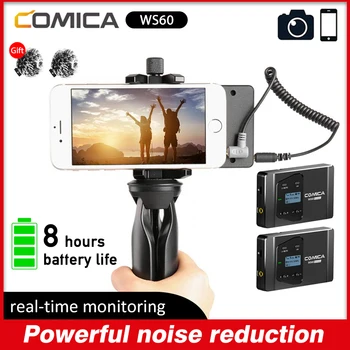 

Comica Cvm-Ws60 Mini Wireless lapel Microphone System Two Transmitters One Receiver for Smartphones Camera mobile android phones