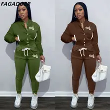 

FAGADOER Spring Baseball Uniform Two Piece Sets Women PINK Letter Print Coat + Jogger Pants Tracksuits Casual Sport Outfits 2022