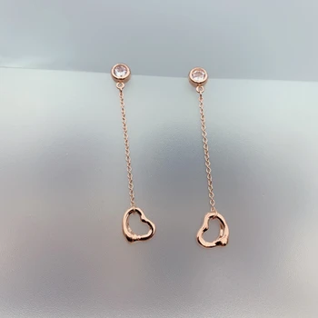 

Zircon Earring 925 Sterling silver clavicle Silverware Heart-shaped Pendant accessories Woman Cutout Stud Valentine's Day gift